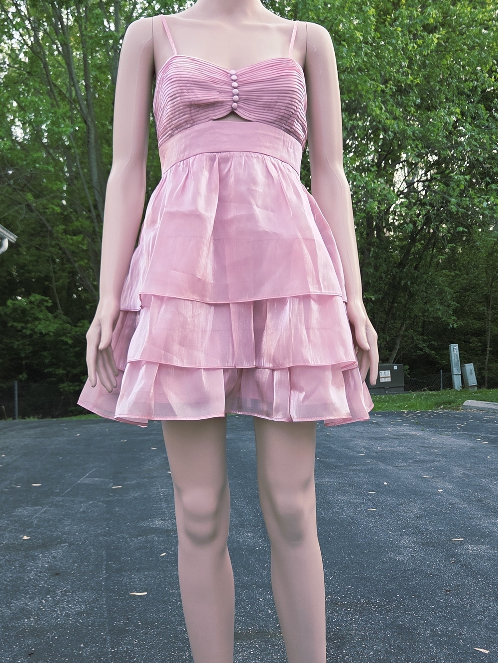 Francesca's Collections Pink Tiered Mini Dress